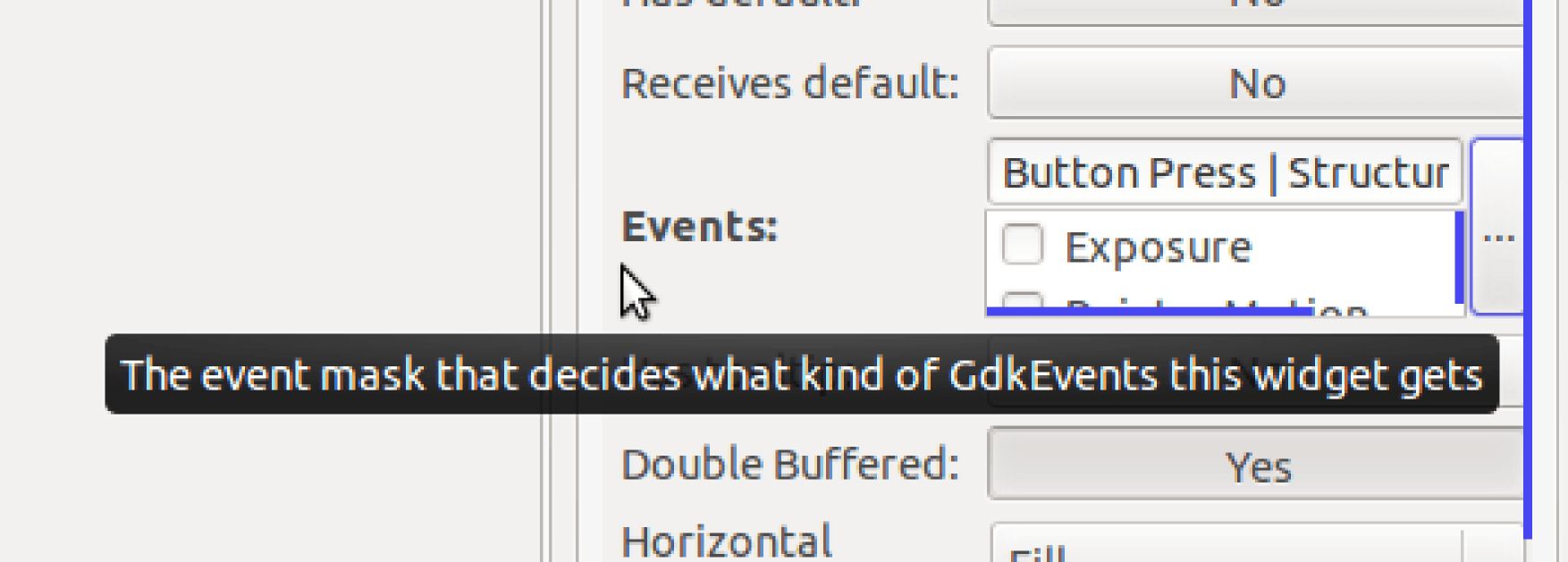 Glade Gdk События