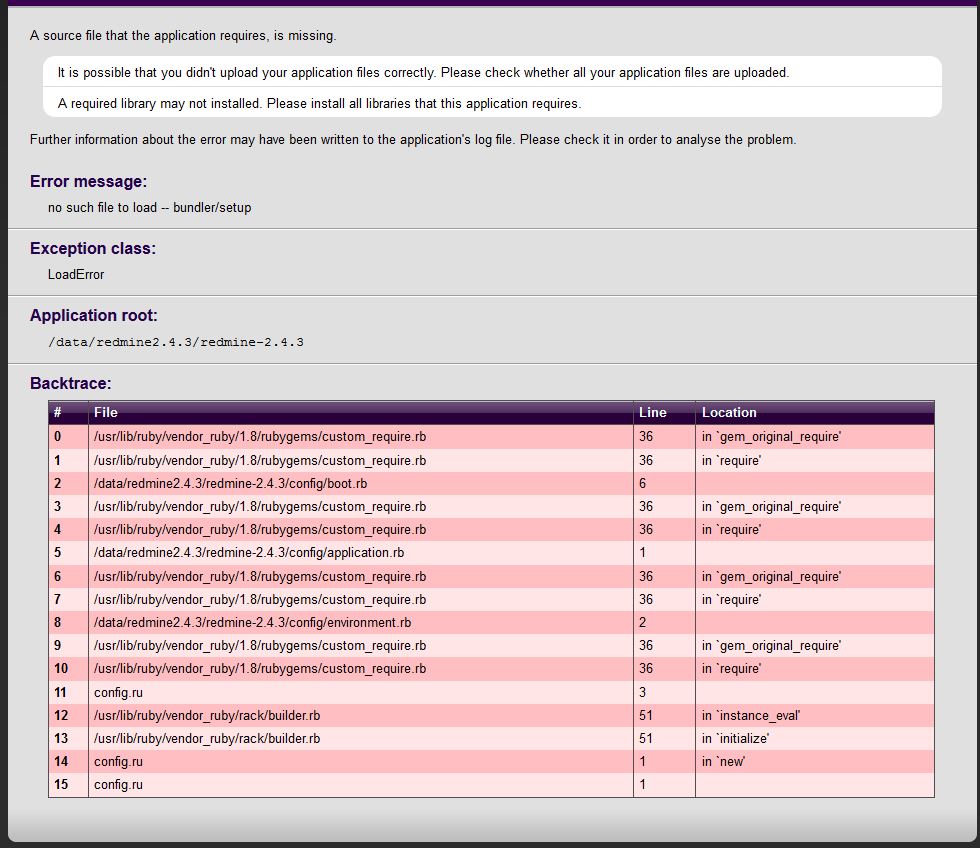 Ошибка Redmine