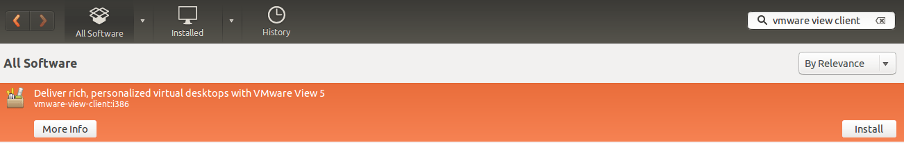 Ubuntu Software Center VMware View клиента