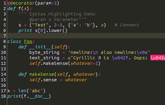 Ubuntu Mono Nohinting Шрифт с темой PyCharm Monokai