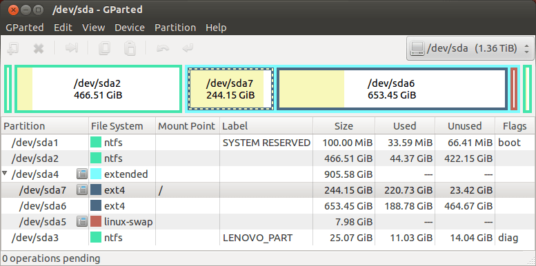 gparted screenshot
