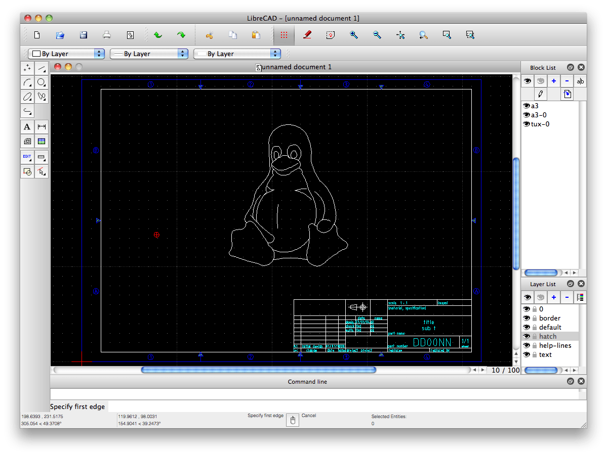 Скриншот LibreCAD