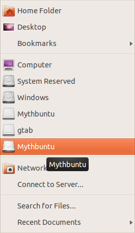 Mythbuntu меню два