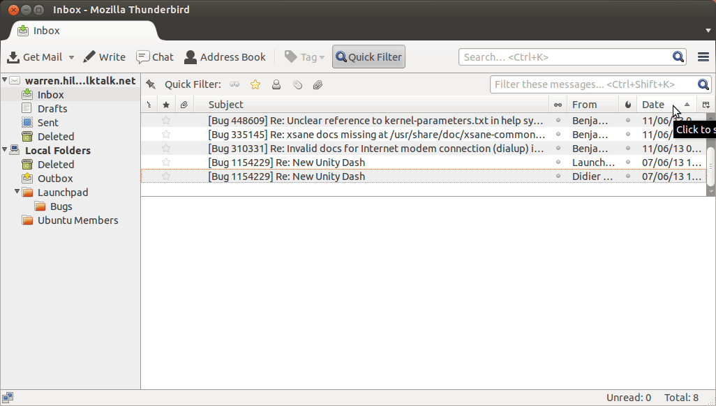 Входящие Thunderbird