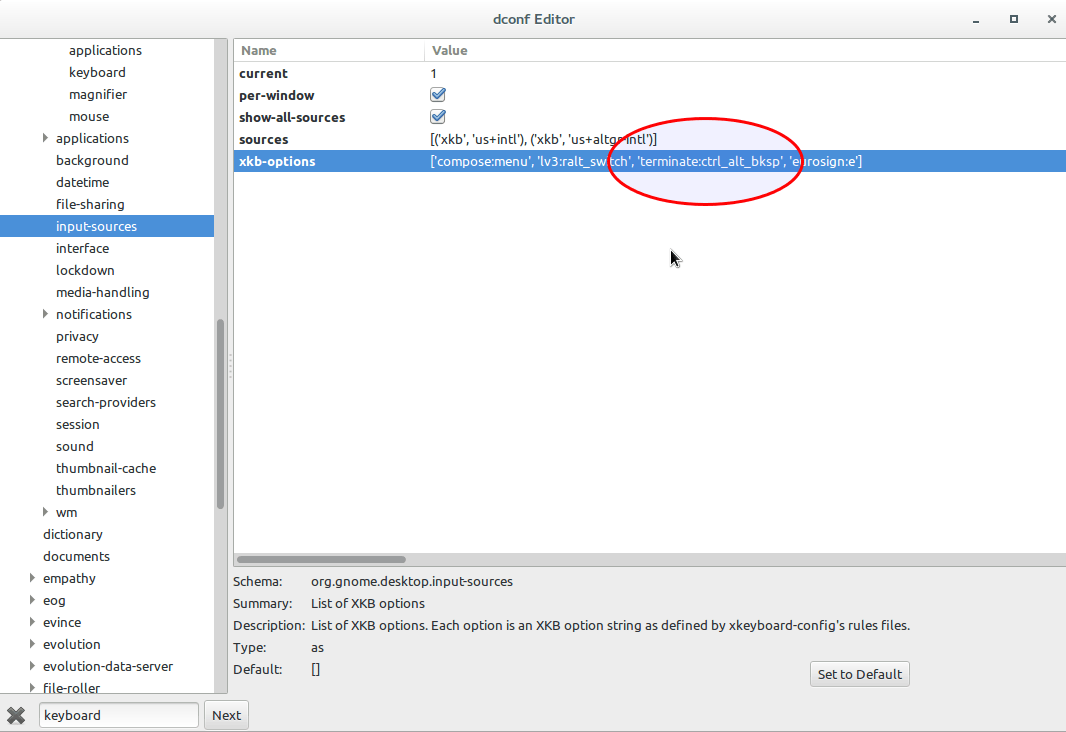 свойства dconf-editor xkb