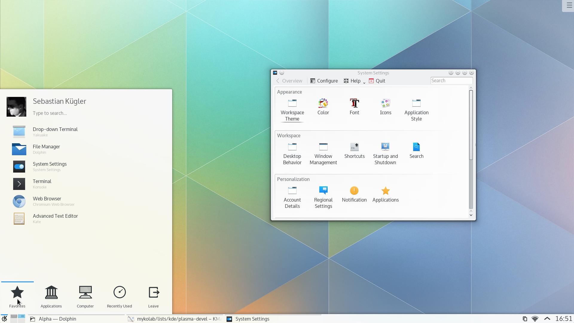 Скриншот KDE Plasma 5