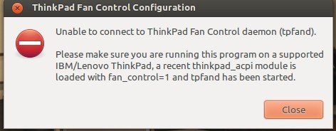 ThinkPad Fan Control сообщение об ошибке