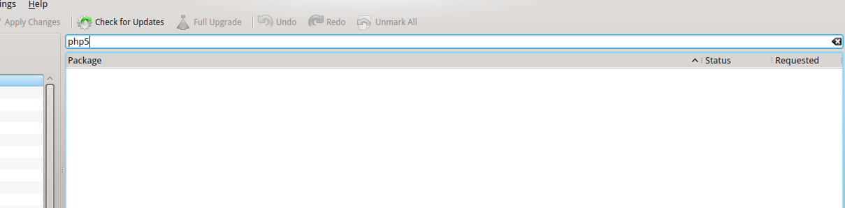 Поиск пакета Php5 не дает результата