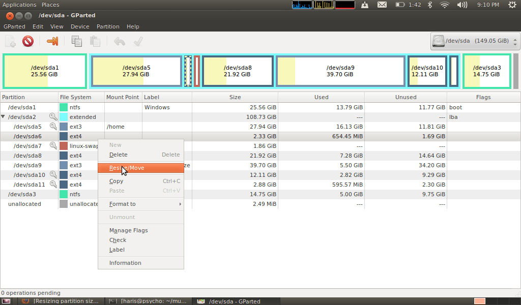 GParted сессия