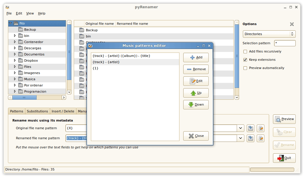 Скриншот PyRenamer