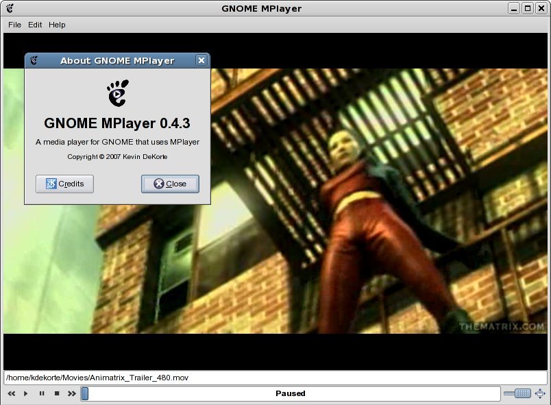 скриншот gnome-mplayer