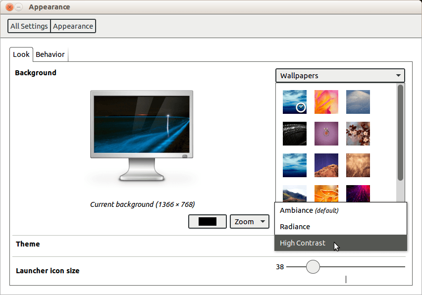 изменить тему Ubuntu