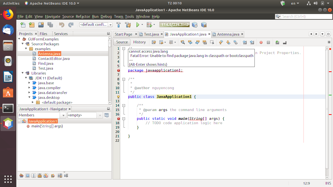Netbeans cannot access java lang