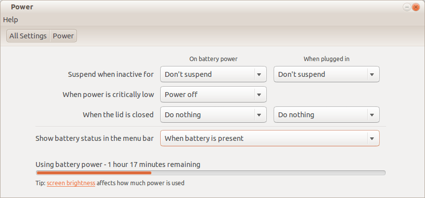 настройки мощности