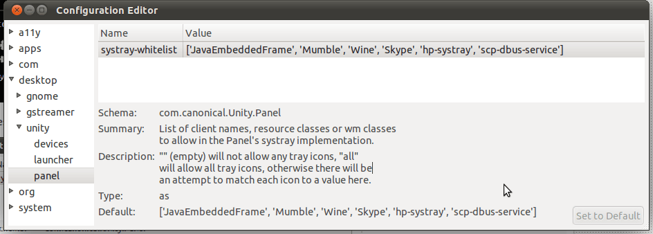 редактор конфигурации (dconf-editor) desktop.unity.panel
