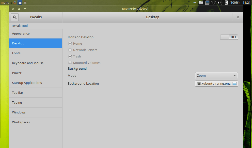 Скриншот Gnome Tweak Tool